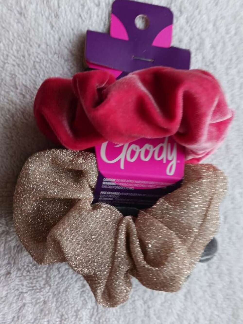 3 Goody Scrunchies Soft Velvet Fabric Tinsel Glitter Elastic Ponytailer Bands - Picture 2 of 9